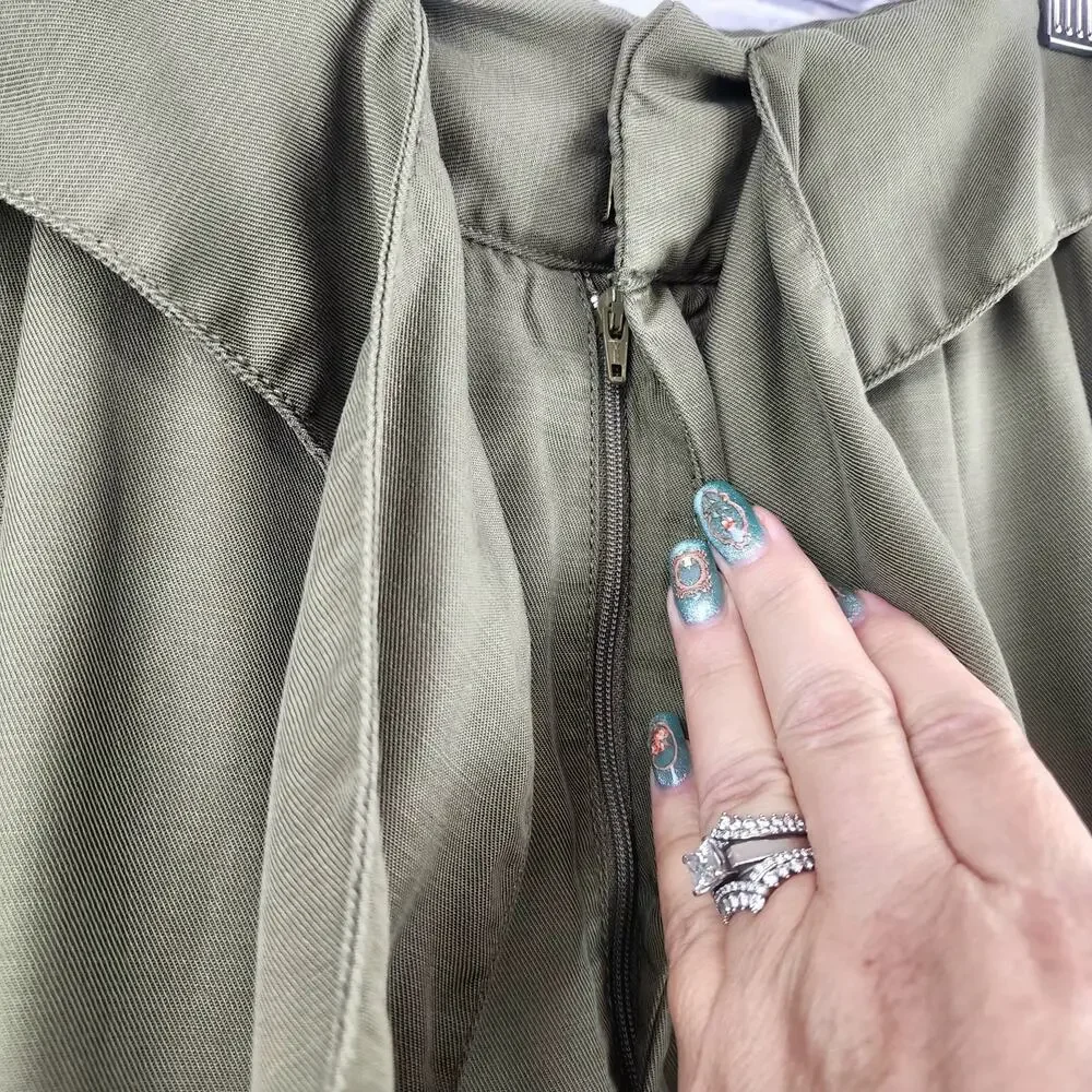 Cartonnier by Anthropologie Kingsley Pants Womens 14 Moss Tie Waist Professional - Picture 3 of 10